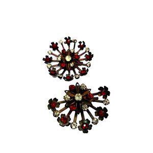 Vintage Czech Starburst Brooches Convertible Pin/Pendant Rhinestone set